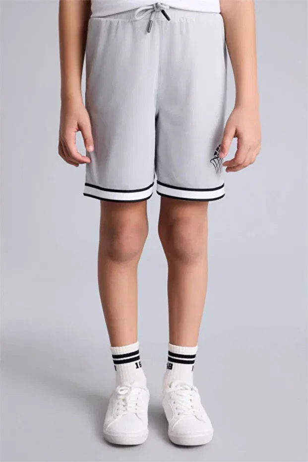 Детские шорты для мальчиков с принтом Oversized Sport Printed Defacto, Light Gray — фото 4