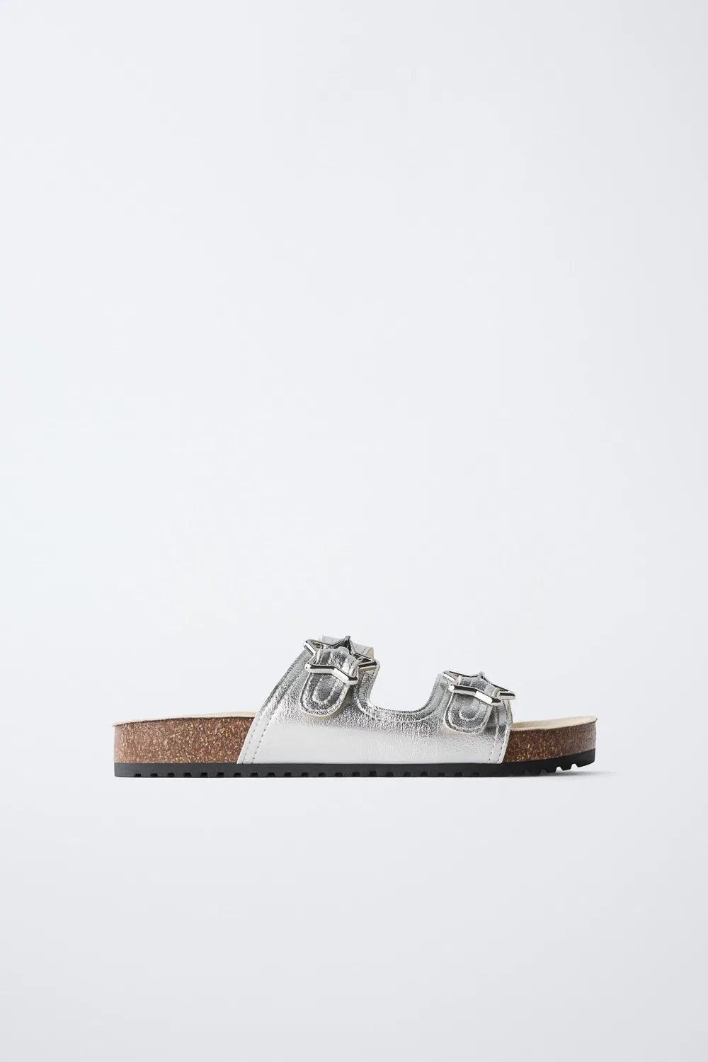 Сандалии с металлическими пряжками ZARA, Silver