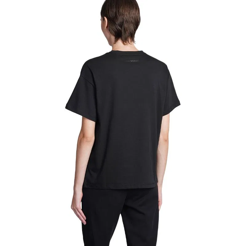 Футболка с круглым вырезом, свободный крой, Emporio Armani, Black — фото 4