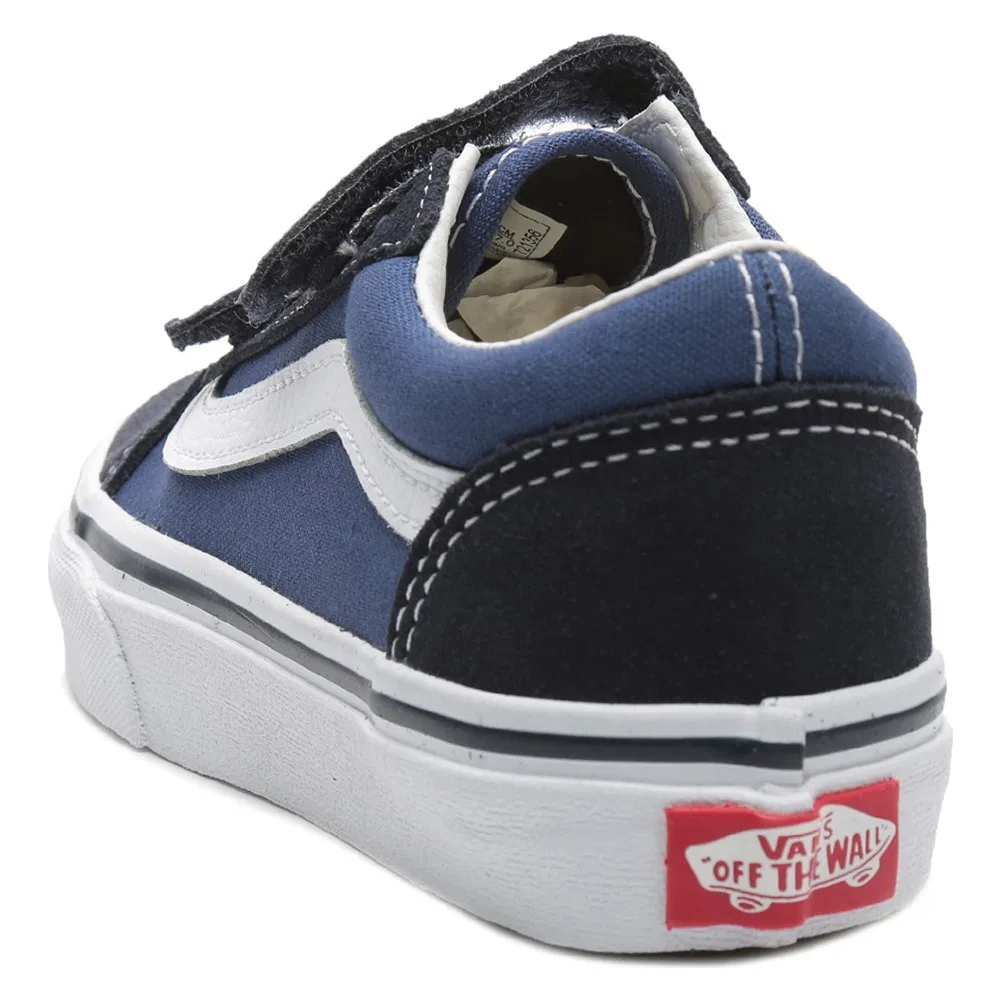 Детские спортивные кроссовки с липучками Vans Uy Old Skool V, Navy — фото 3
