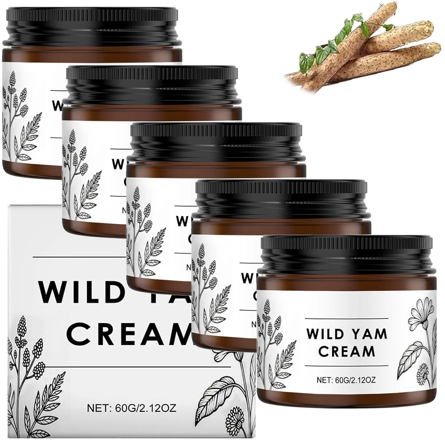 Крем Wild Yam с алоэ вера и витамином E, увлажняющий для тела и лица, 60 г, 5 шт, Kraein