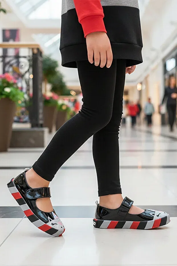 Детские балетки для девочек с липучкой Gilan Kiko Kids, Black — фото 3