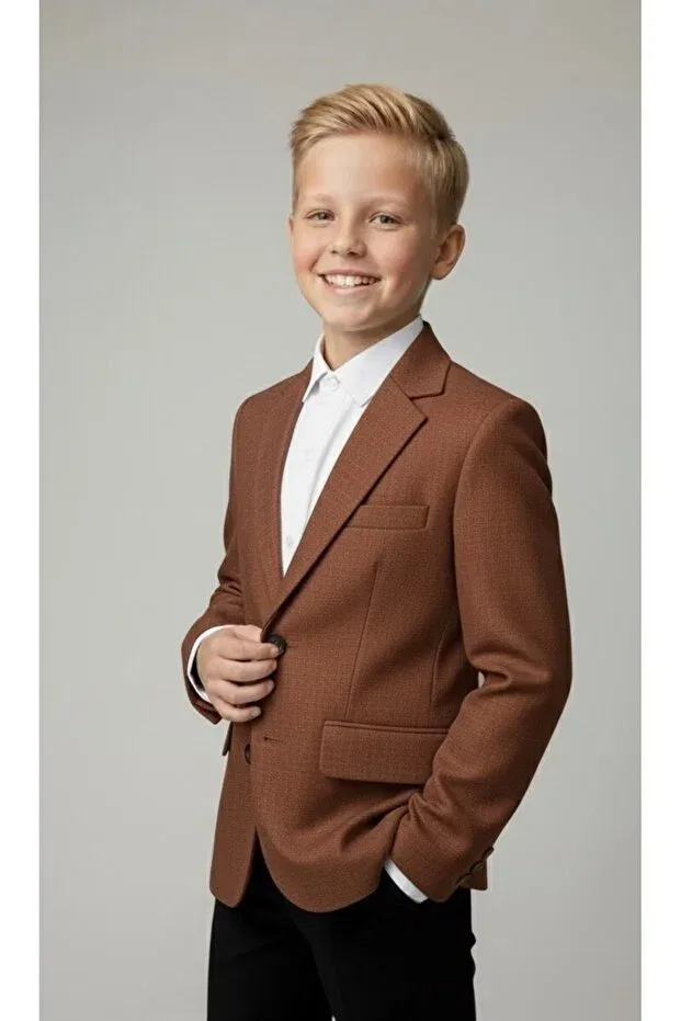 Детский блейзер для мальчиков стройного кроя Looks Kids, Brown