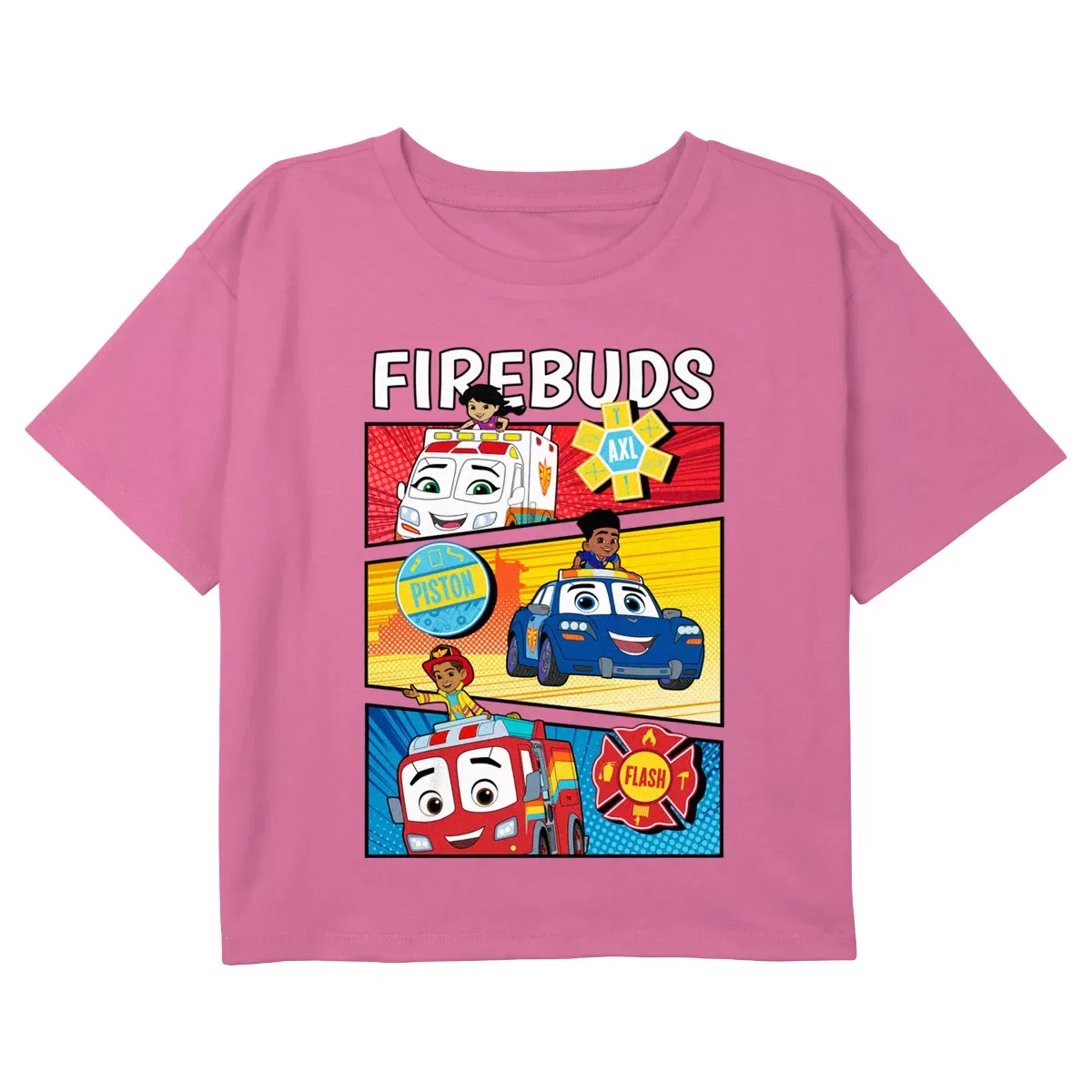 Детская футболка для девочек с принтом Firebuds Comic Panels Buds Graphic Cropped T-Shirt Disney, Light Pink