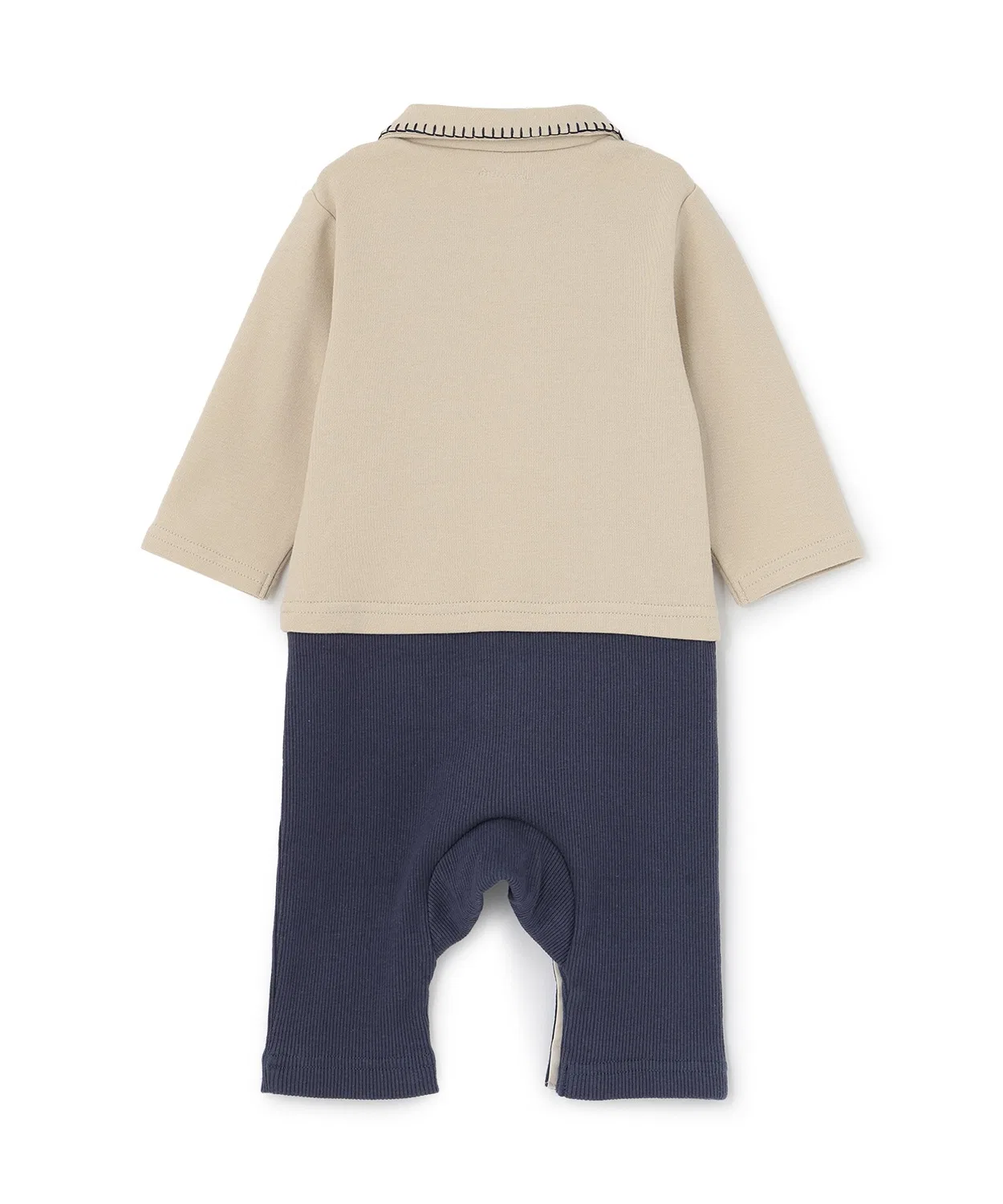 Детский комбинезон-боди с вышивкой на воротнике petit main, Light Blue — фото 3