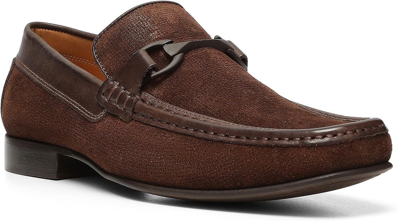 Мужские кожаные лоферы Donald Pliner Dannie Slip-On - с приподнятым каблуком, классические туфли-лоферы для мужчин, стелька из пены с эффектом памяти, кожаная обувь для мужчин Donald J Pliner, Cappuccino - Suede — фото 2