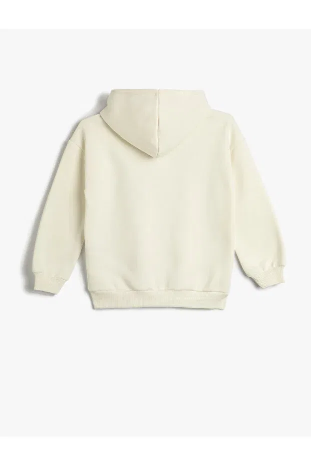 Детские свитшот для девочек с принтом Hooded sweatshirt anime printed long sleeve ribbon Koton, Ecru — фото 2