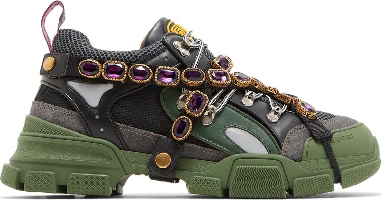 

Кроссовки Gucci Flashtrek Green Crystals, зеленый