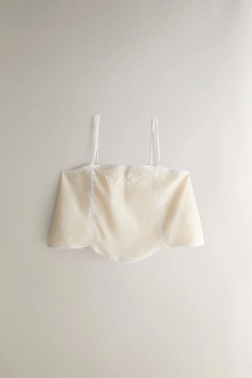 Хлопковый топ с вышитым кружевом ZARA, Yellow