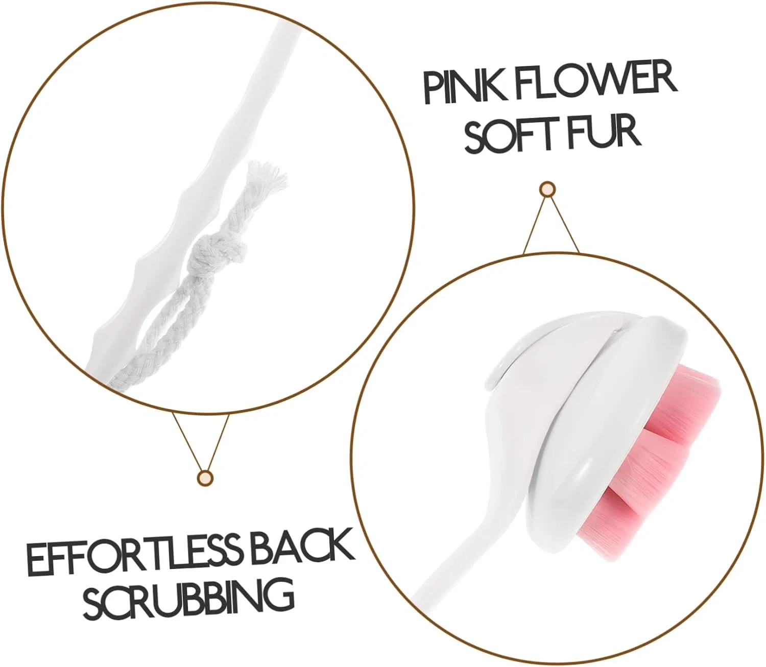 Щетка для тела с длинной ручкой Toyvian, розовая — фото 3