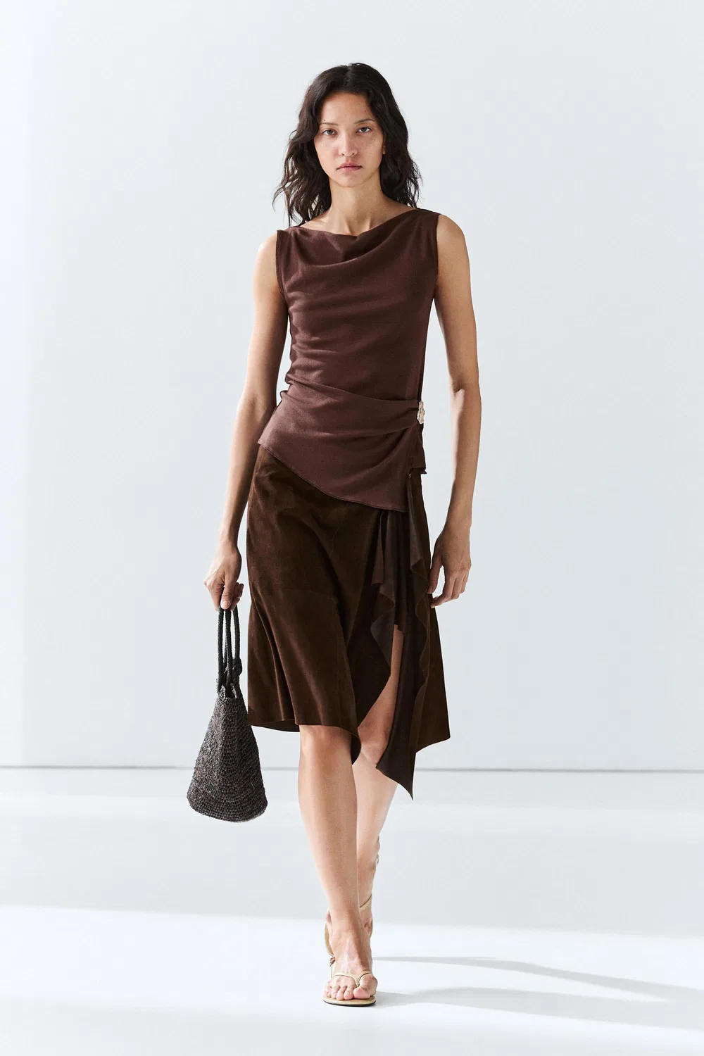 Топ трикотажный Massimo Dutti, базовый свитер, баклажановый
