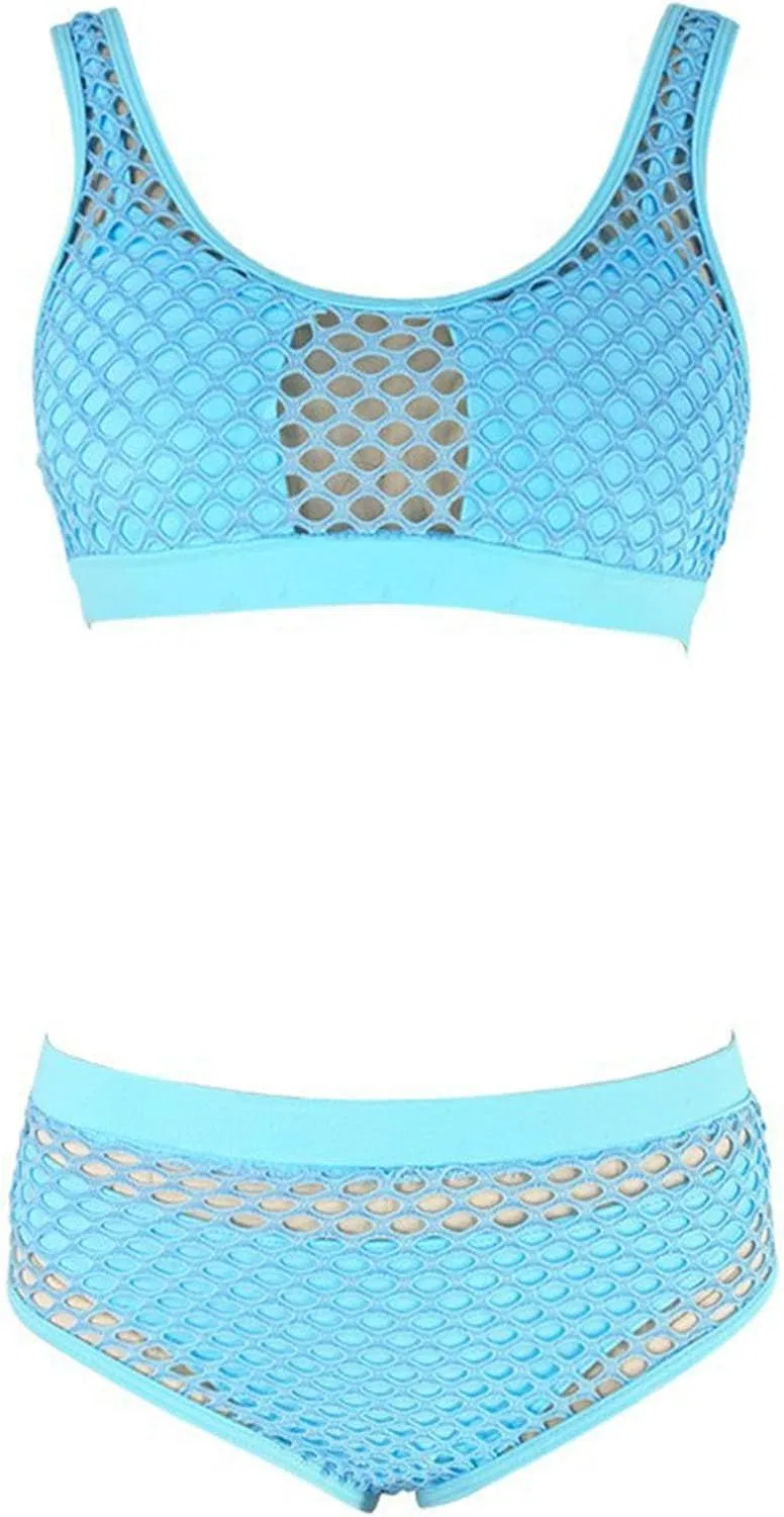 Женский купальник бикини с высокой талией High Cut Tummy Control, Blue