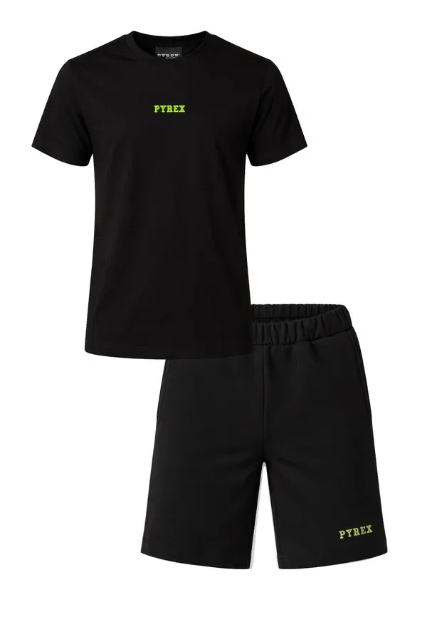 Комплект спортивных брюк с принтом Pyrex, mottled black, черный