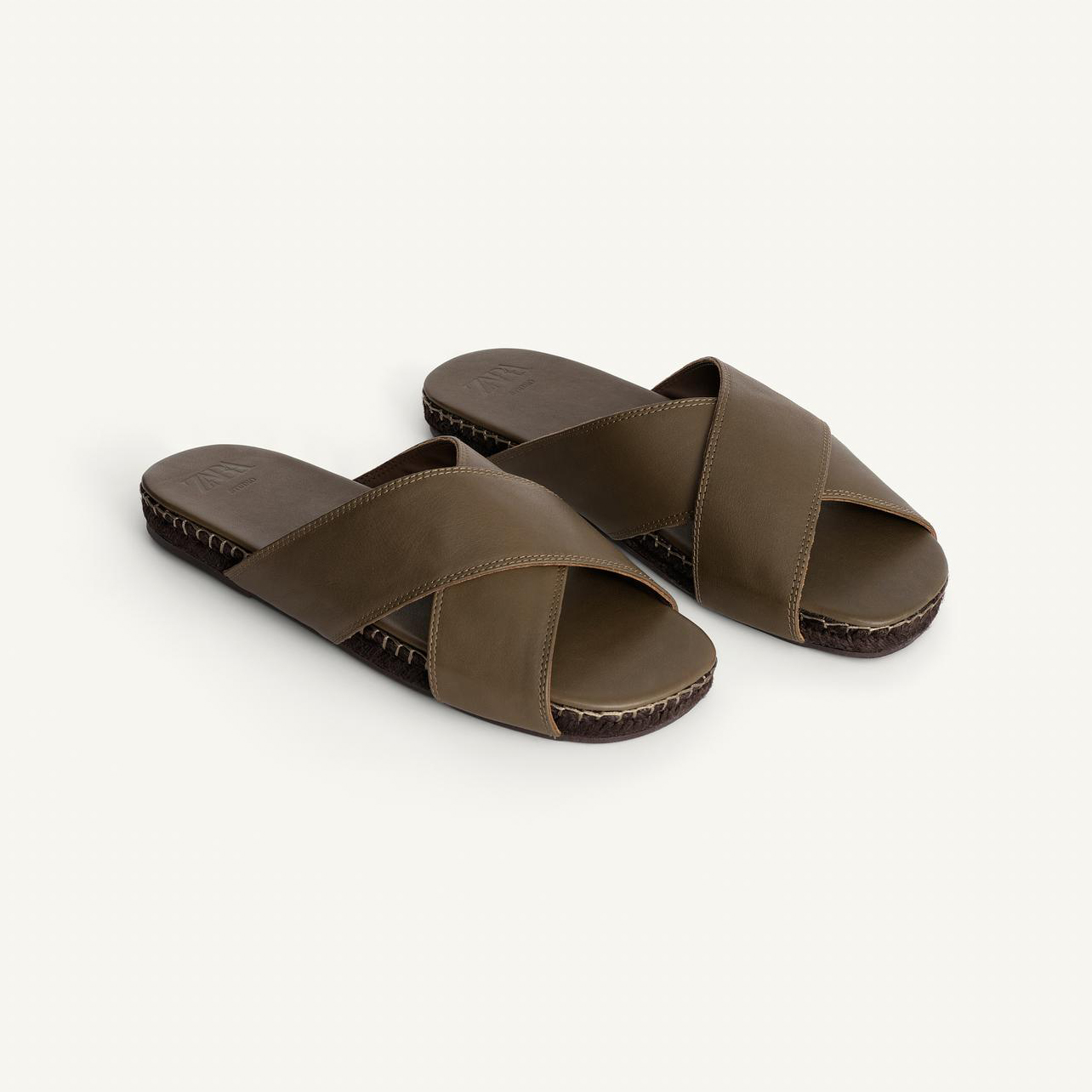 

Сандалии Zara Leather Crossover, зеленый