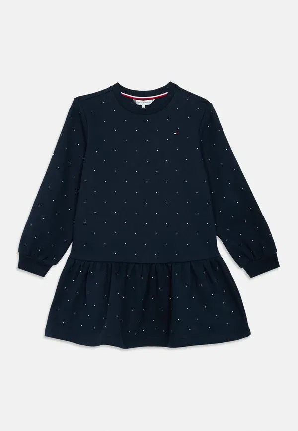 Платье с пайетками Festive stud relaxed fleece skater dress Tommy Hilfiger, dark night темно-синий