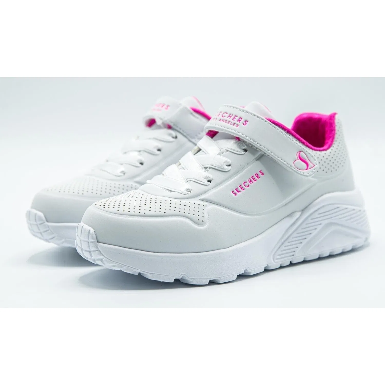 Детские кроссовки с липучкой UNO LITE Skechers, Weiß / Rosa — фото 3