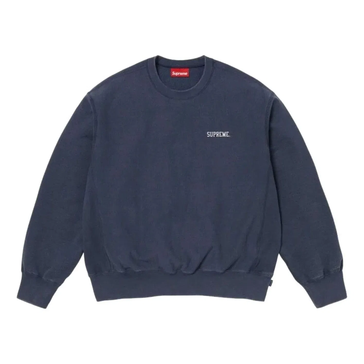 Мужская футболка с принтом Washed Crewneck Supreme, темно-синий