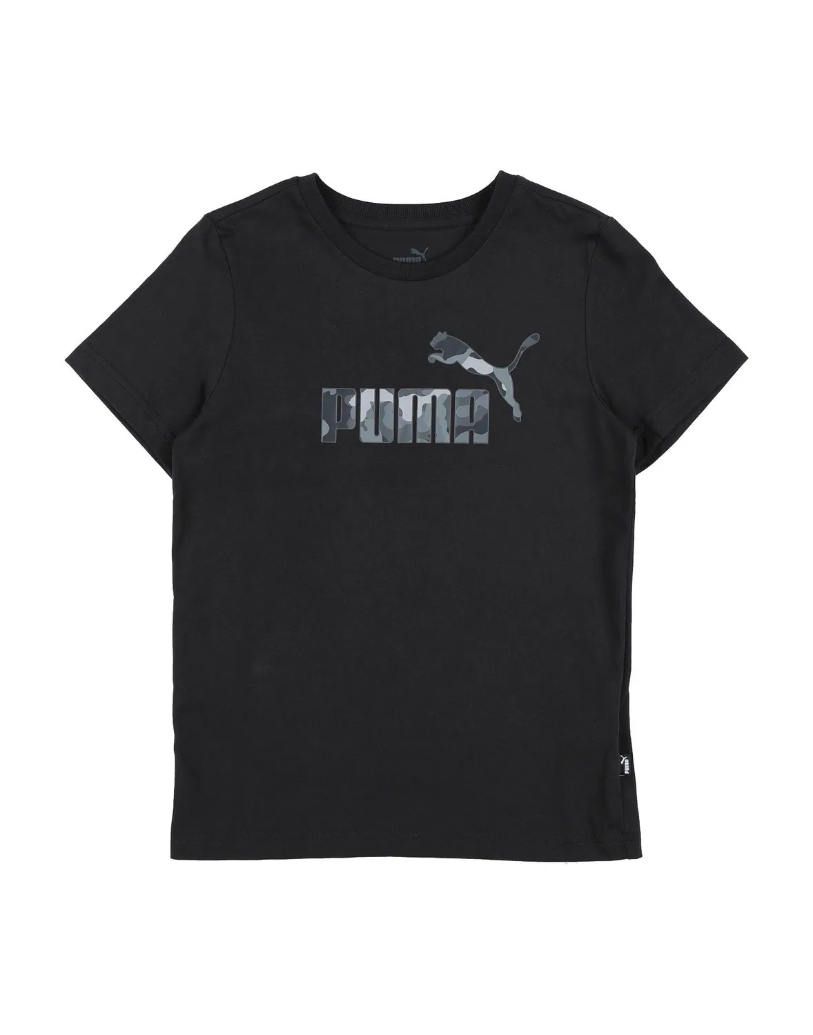 Детская футболка с принтом Ess+ Camo Logo Tee B Puma, черный