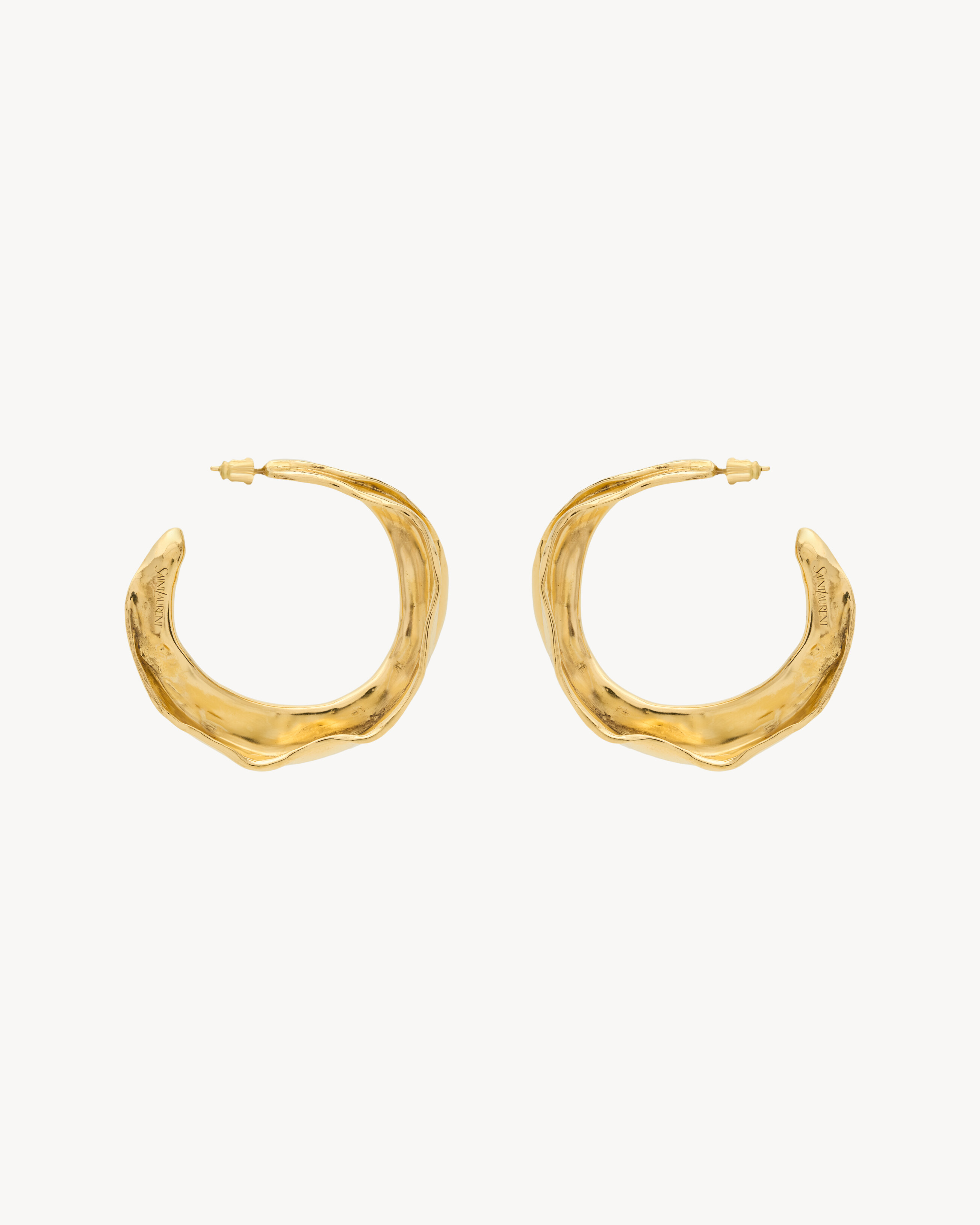 

Круглые серьги с изогнутым листом из металла SAINT LAURENT, золотой