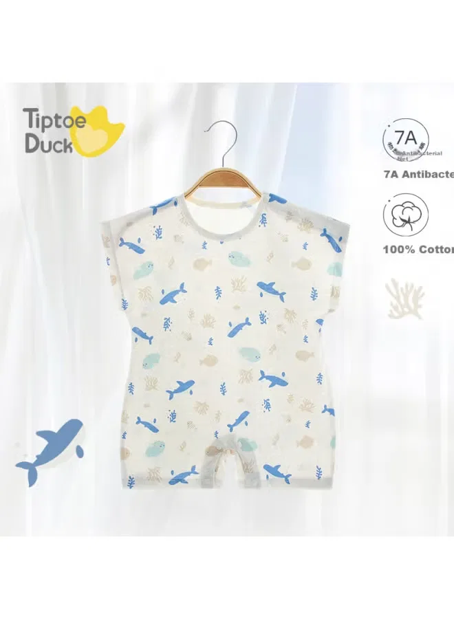Боди-комбинезон летний без рукавов Little Whale Tiptoe Duck, голубой