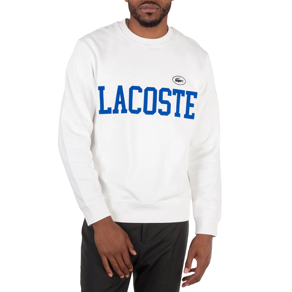 Свитшот из органического хлопка Flocked Logo Fleece Sweatshirt Lacoste, White