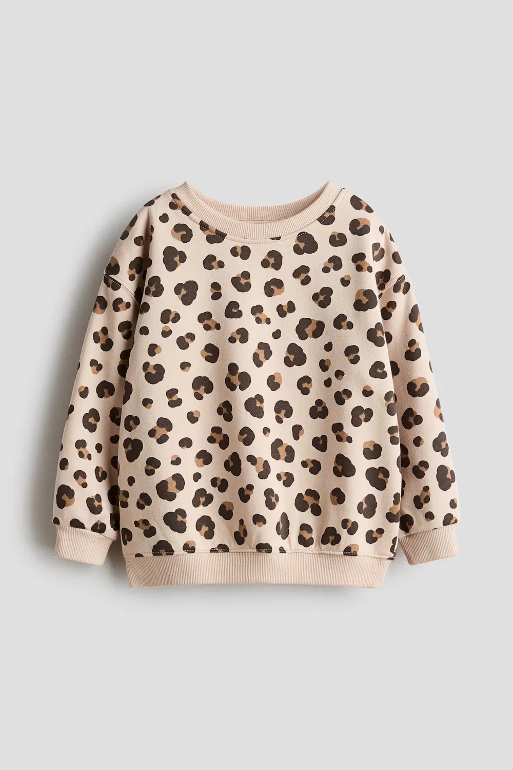 Толстовка с принтом и ворсистой внутренней поверхностью H&M, Hellbeige/Leopardenprint
