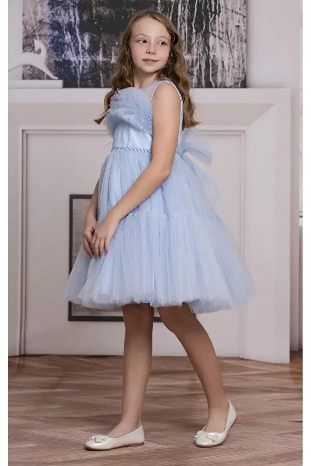 Детское платье для девочек из фатина Süslü Pink Kids, Babe Blue — фото 3
