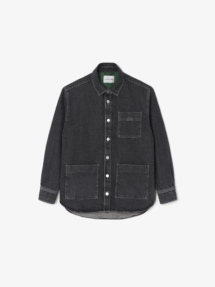 Рубашка-джинсовка LACOSTE Relaxed Fit, из хлопка, синяя — фото 4