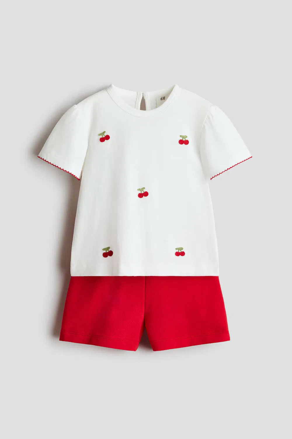 Комплект из двух предметов из хлопка H&M, Weiß/Kirschen