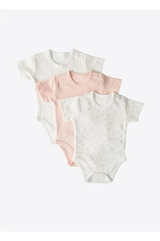 Детское боди с коротким рукавом хлопковое комплект из 3 предметов Organic New Dreams Kitikate, Pink