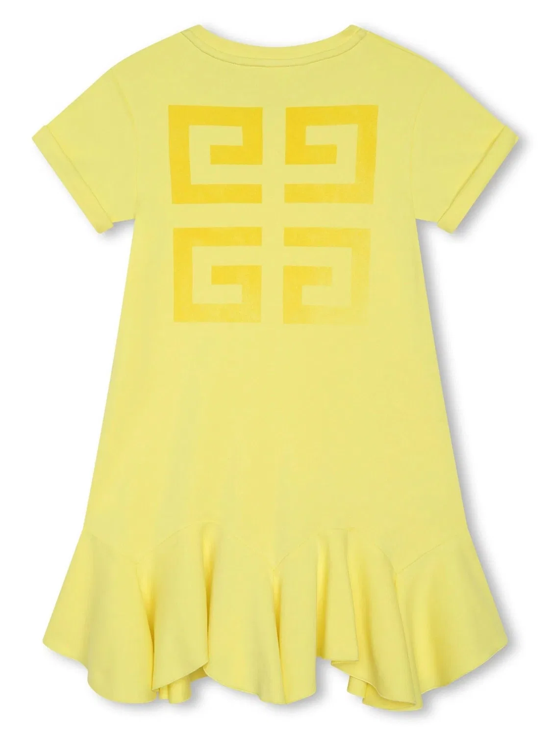 Платье с принтом 4G Girls 4G-Print Cotton Ruffled Dress Givenchy, Straw Yellow — фото 2