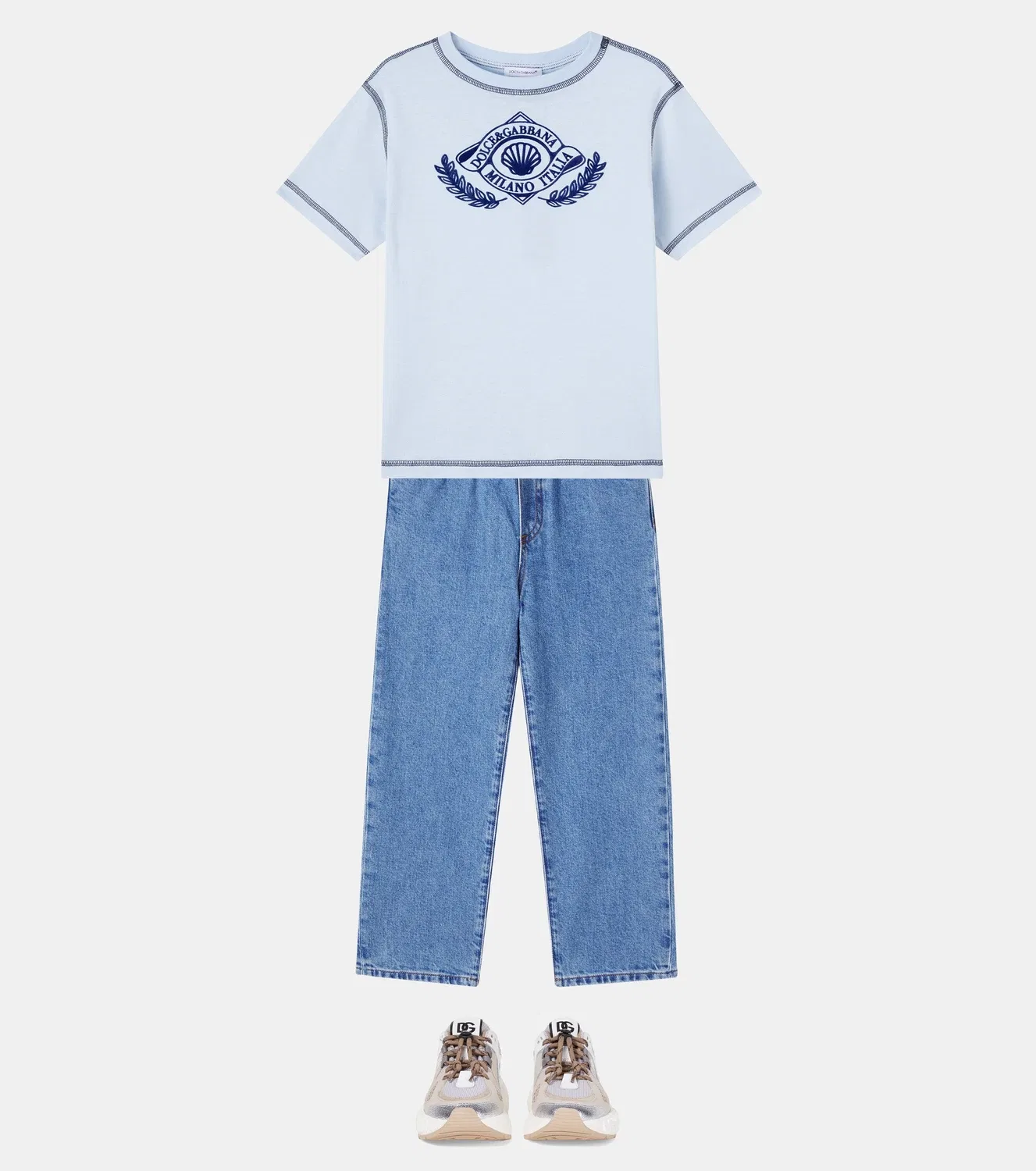 Джинсы с эластичным поясом Dolce&Gabbana Kids, синий — фото 2