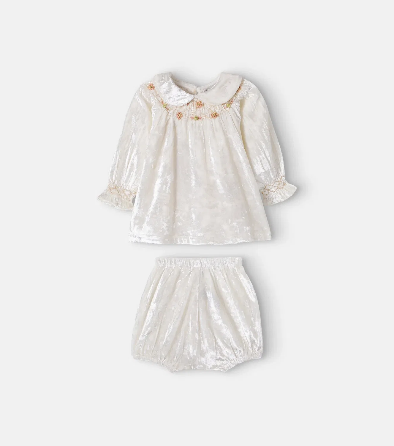 Комплект платьев с воротником Питер Пэн из синели Harriet Bebe Organic, белый — фото 4