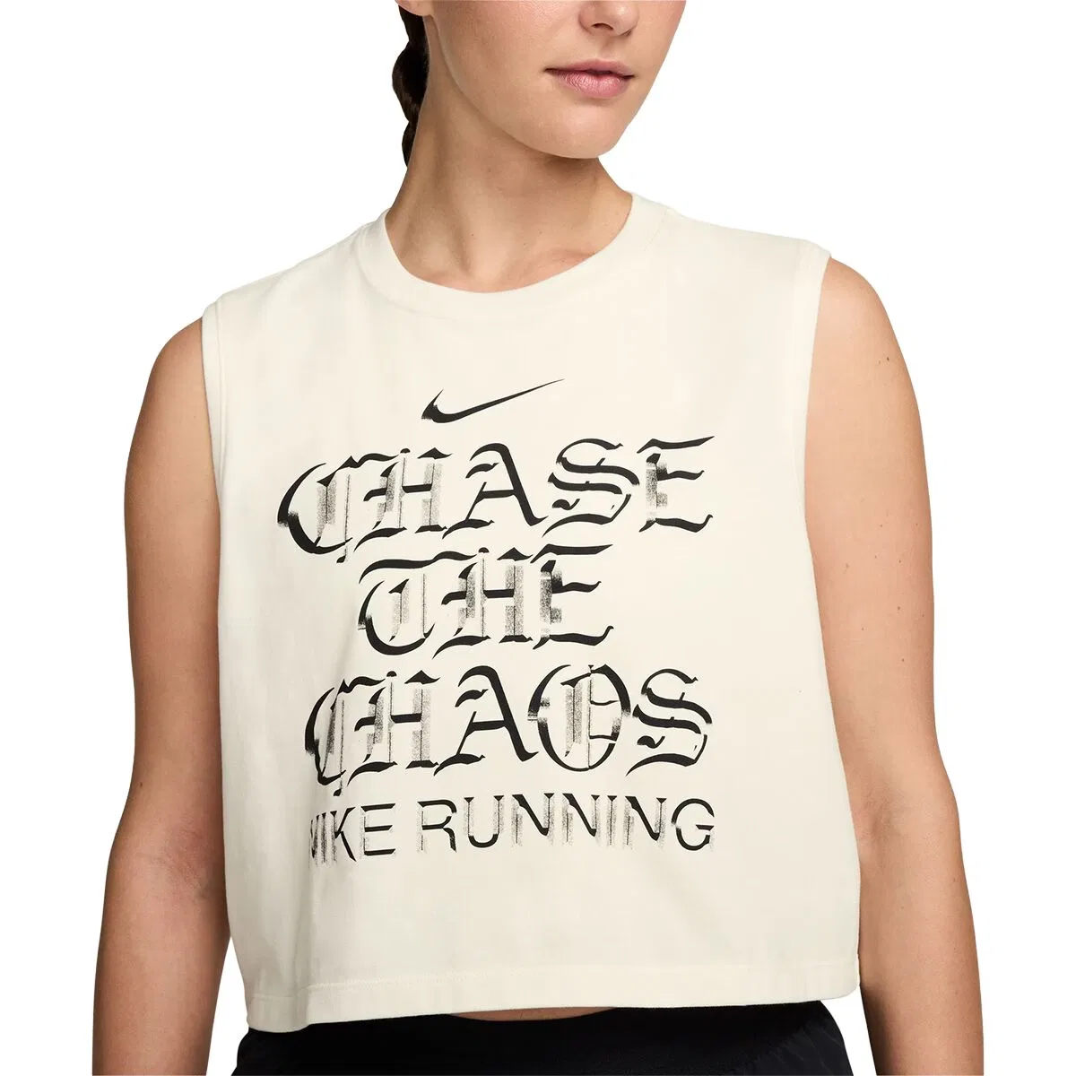 Женский топ без рукавов Dri-Fit Sleeveless Running Top Nike, Sail/Black — фото 4
