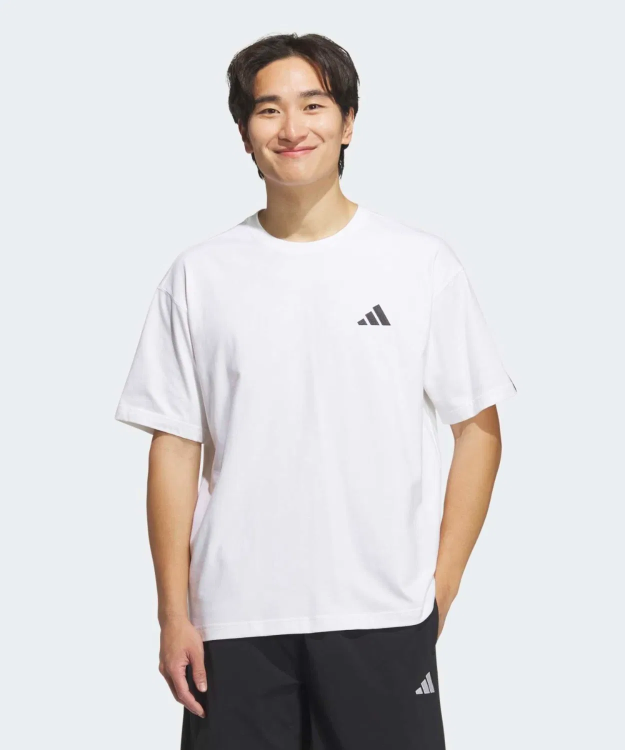 Мужская футболка с коротким рукавом, свободного кроя, с логотипом Adidas, White
