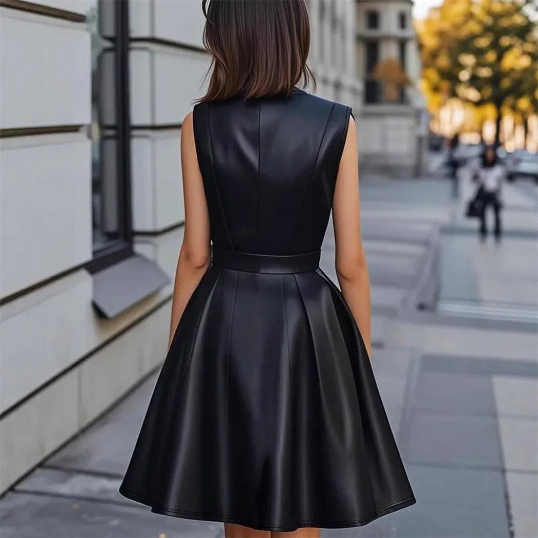 Женское платье миди A-силуэта приталенное Sleeveless, Black — фото 4