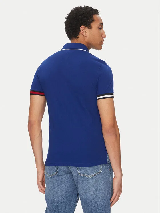 Поло slim fit Flag Cuff Tommy Hilfiger, синий — фото 3