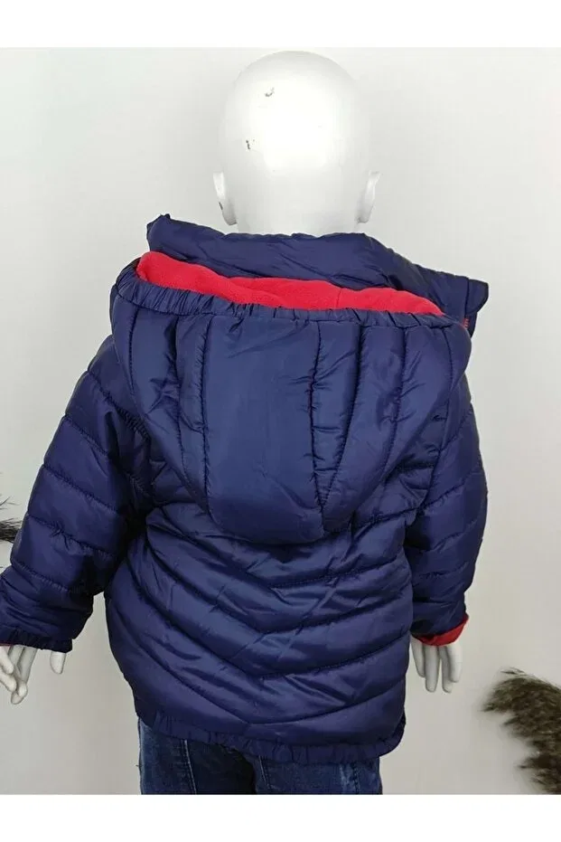 Детское зимнее пальто для девочек с капюшоном Midimod Gold, Navy Blue — фото 2