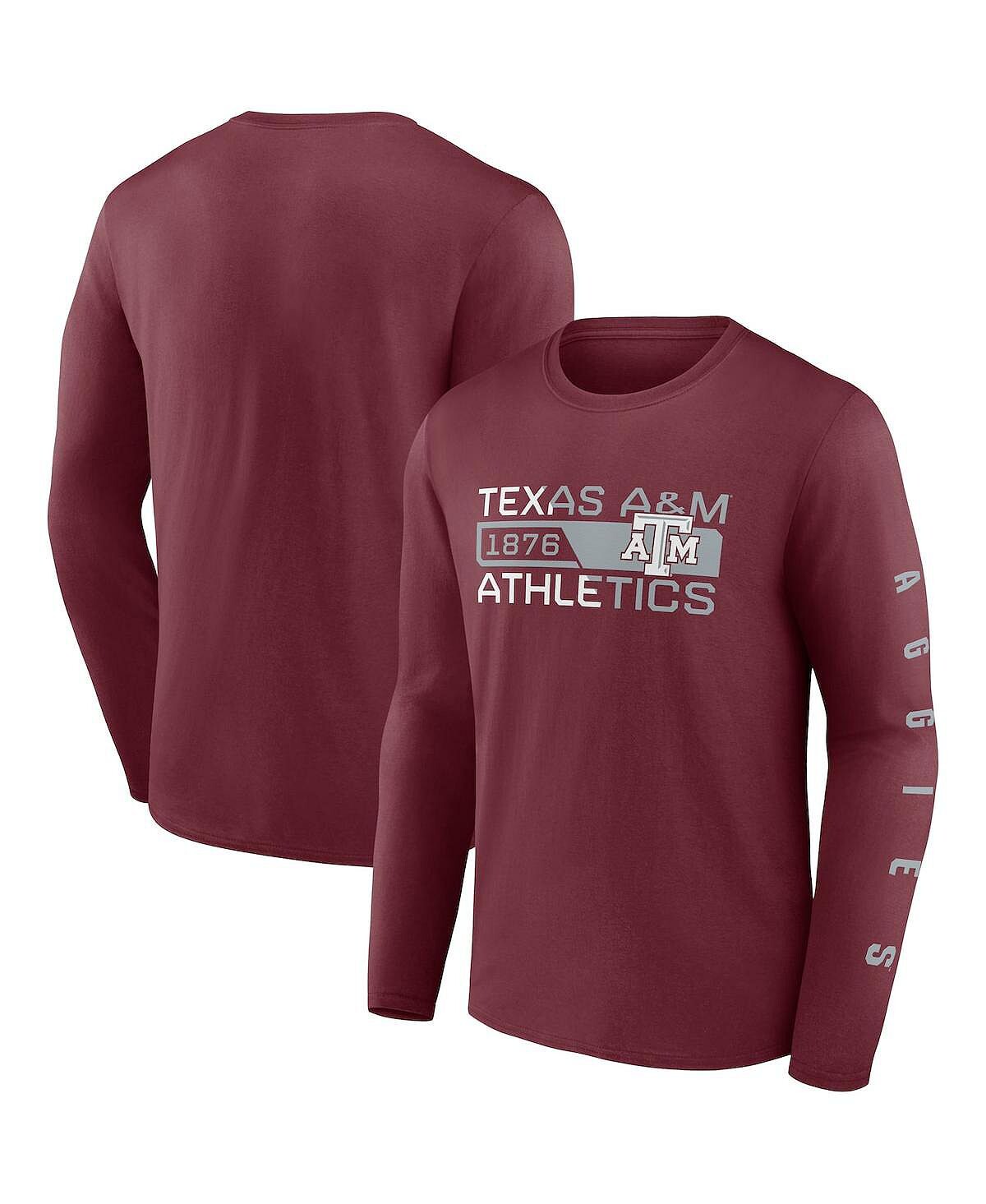 

Мужская футболка с длинным рукавом maroon texas a m aggies broad jump 2-hit Fanatics