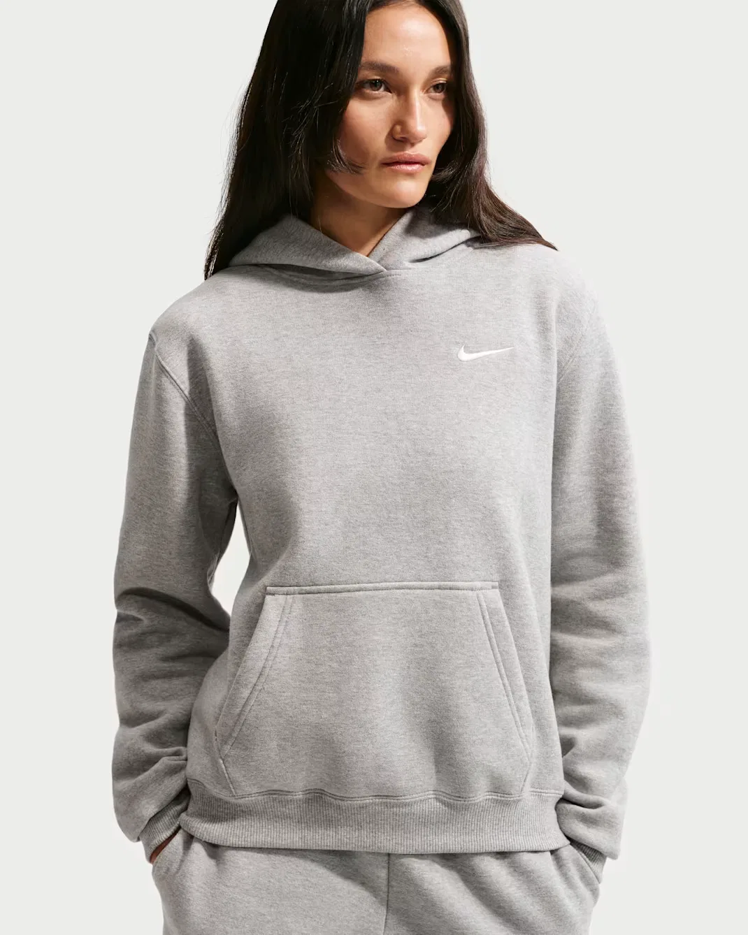 Женская толстовка с капюшоном Nike Studio Fleece Medium Weight, Dark Grey Heather/Sail
