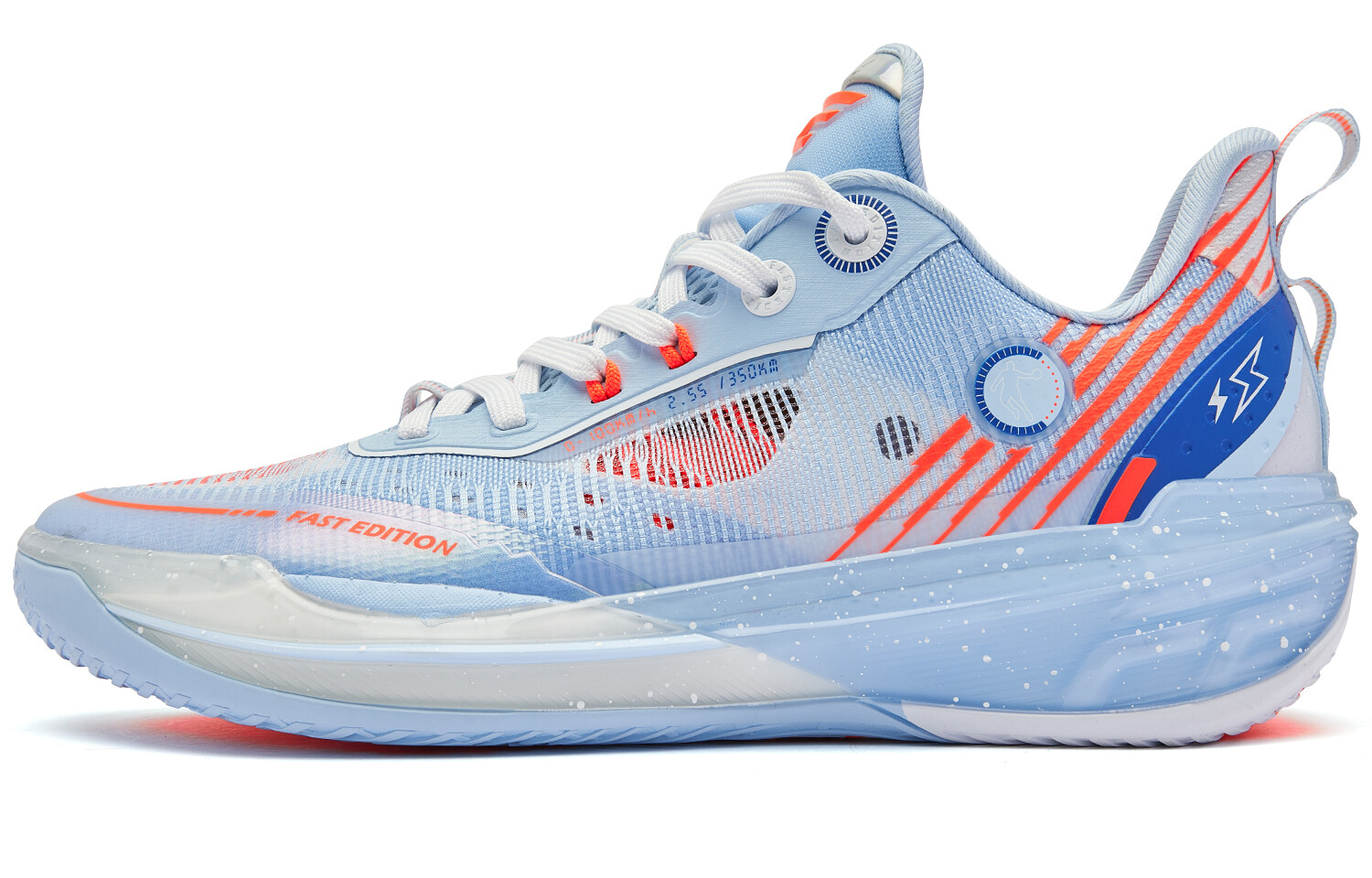 

Баскетбольные кроссовки FE2.0 Basketball Shoes Men Low-Top Glacier Blue Sparkling Orange Qiaodan