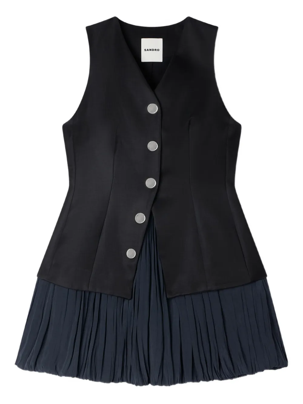 

Слое́ное платье без рукавов Sandro, черный