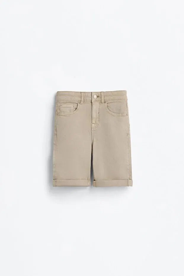 Детские шорты для мальчиков джинсовые slim fit denim bermudas Lefties, Sand Color — фото 2