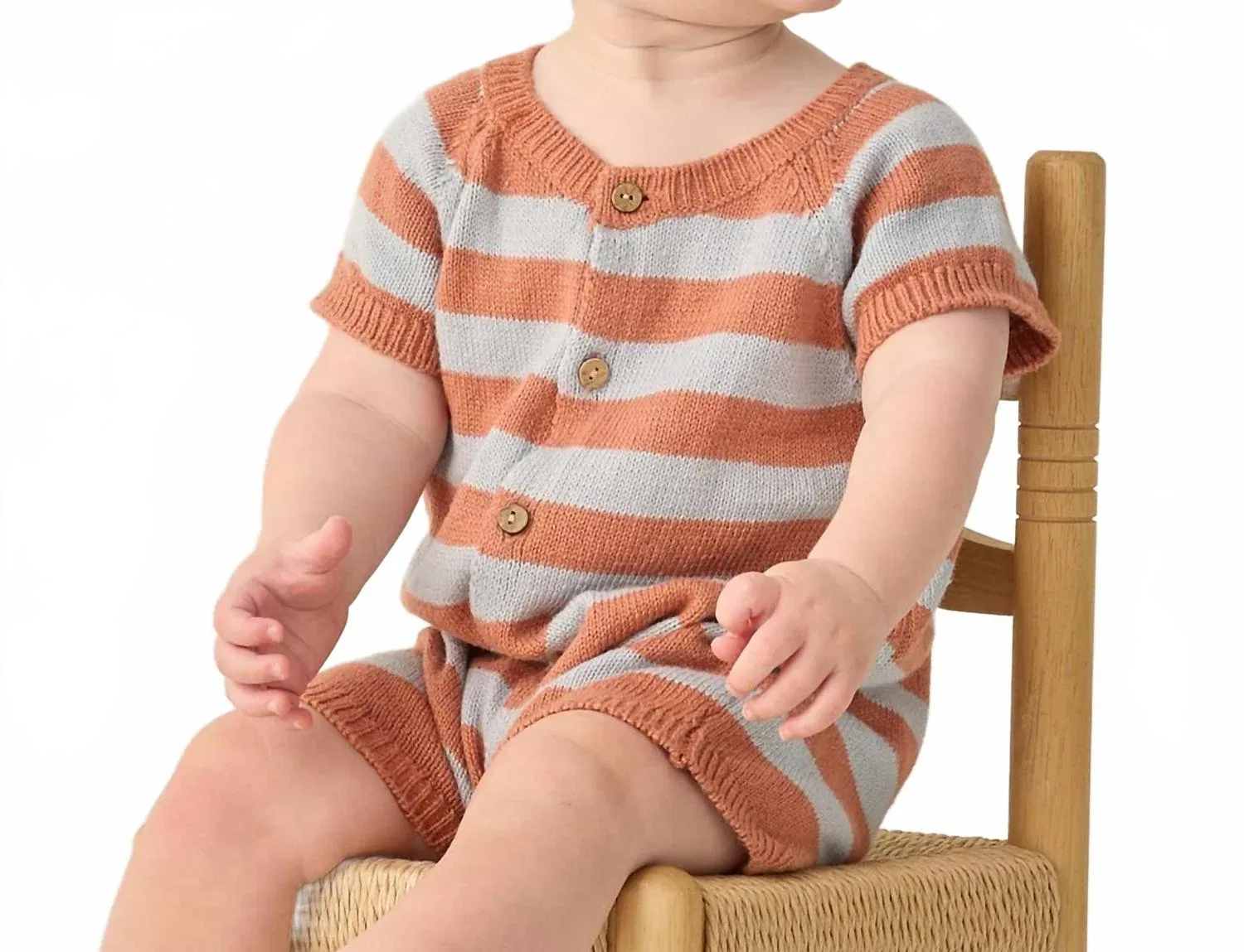 Детский боди-комбинезон вязаный с принтом Liam Knit Romper Rylee + Cru, Americana Stripe — фото 2