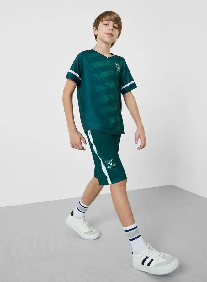 Комплект футболка и шорты с принтом KSA FIFA Football Styli, зеленый — фото 2
