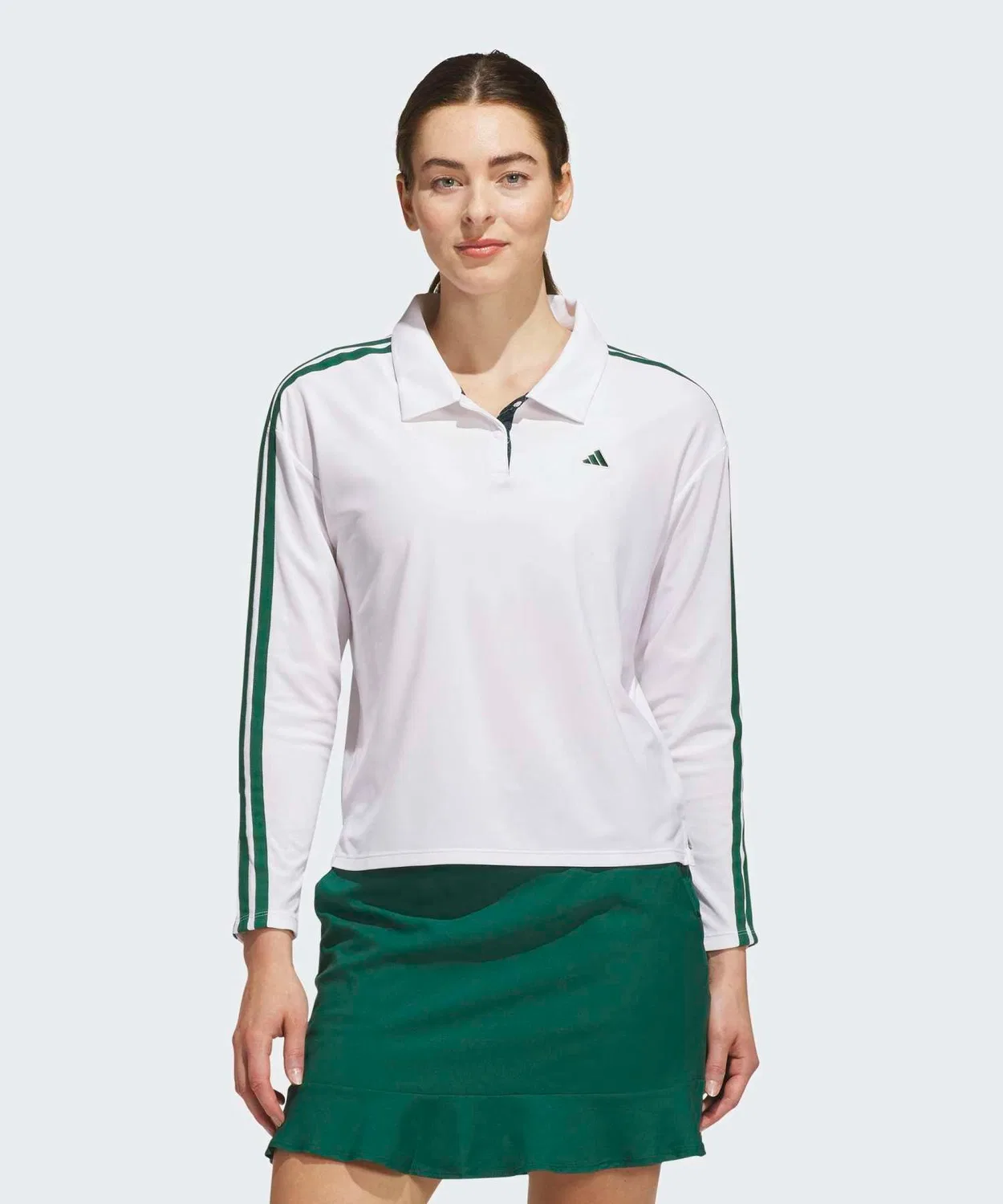 Женский лонгслив-поло с длинным рукавомClimacool Three Stripes Adidas, White