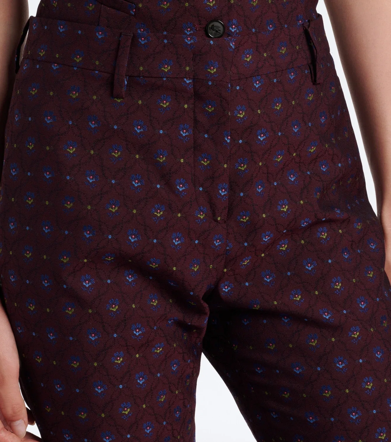 Брюки клеш с цветочным жаккардом Etro, бордовый — фото 3
