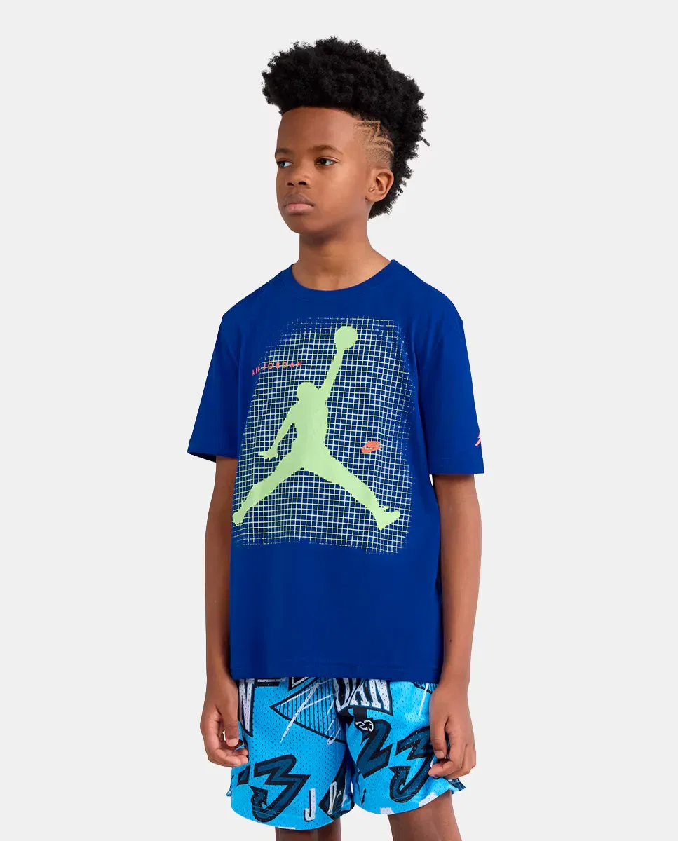 Детская футболка с коротким рукавом JDB Jumpman Grid Blur Jordan, Azul
