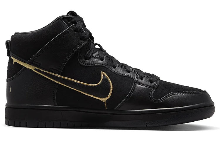 Кроссовки Nike SB Dunk High, черный/золотой — фото 2