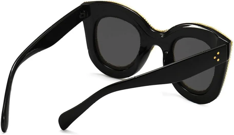 

Модные солнцезащитные очки «кошачий глаз» со стразами, женские, разноцветные, с кристаллами, бриллиантами, с защитой от ультрафиолета UV400 LJTJTAV, Blue-black